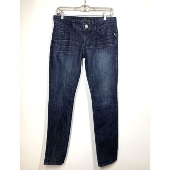 Guess Premium Daredevil Skinny Jeans Dark Wash Swarovski Crystal Logo Size 27 - Picture 1 of 6